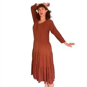 Rusty orange heavyweight long sleeve maxi dress